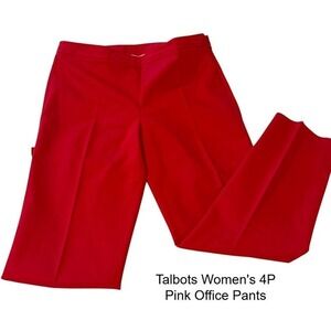 Talbots Petite‎ Women's Red Office Pants Size 4P Cotton Blend Career Trousers